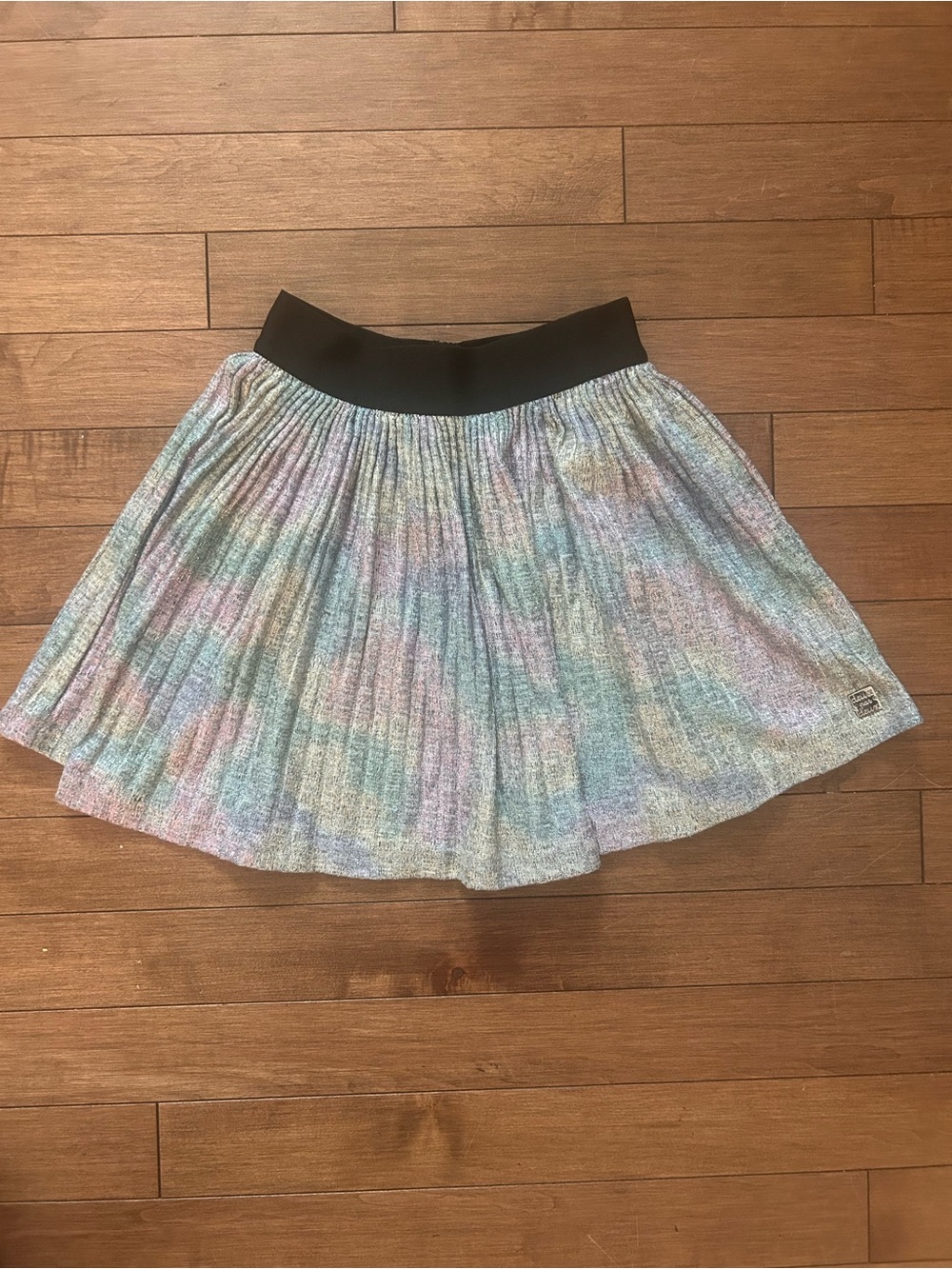 deux par deux Pastel Rainbow Pleated Skirt with Black Waistband